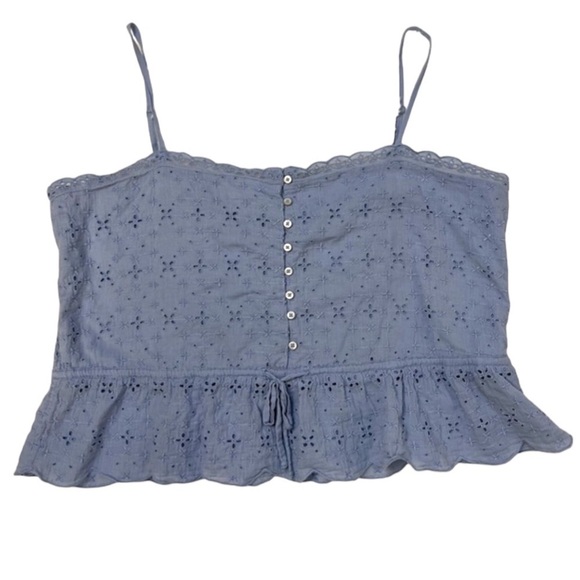 Aerie Periwinkle Eyelet Adjustable Spaghetti Strap Tank Crop Top XXL - Picture 1 of 7